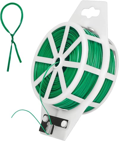 Tenn Well 100m Green Garden Wire Flexible Plant Tie Cutter Included