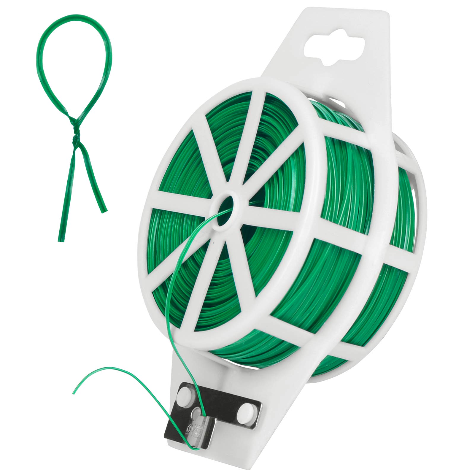 tenn well 100m Green Garden Wire, Flexible Plant Wire Twist Ties with Cutter for Gardening Climbing Plants, Vines, Shrubs and Flowers