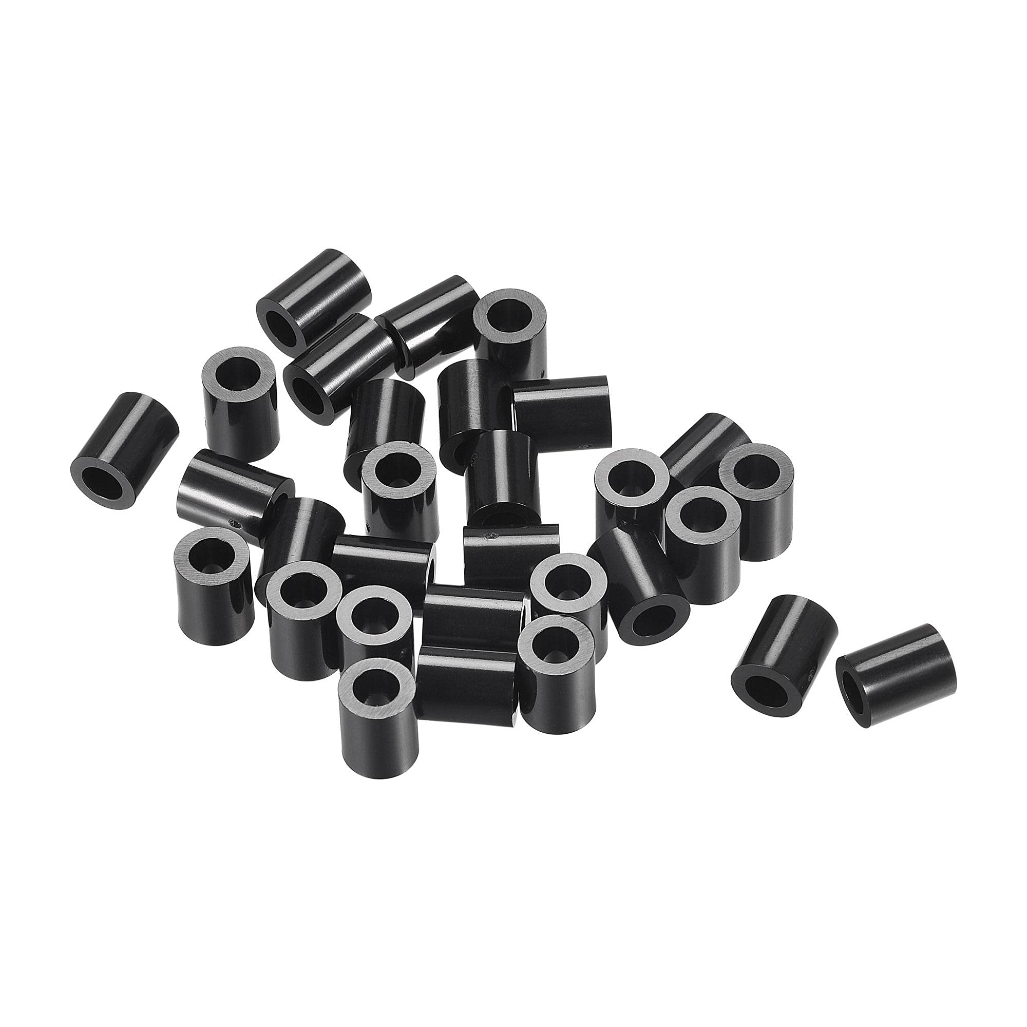 sourcing map ABS Round Spacer Washer ID 4.2mm OD 7mm L 9mm Plastic Standoff for 3D Printer TV Wall Mounting Electrical Outlet, Black, 100Pcs