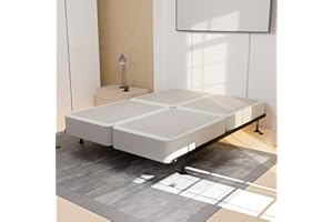 SPINAL SOLUTION Spring Solution Solution, 8" Split Wood Traditional Foundation Set, Sturdy Fabric Paneled Design Wooden Frame, Durable Bedding Mattress Box Springs, Queen(Fold), White