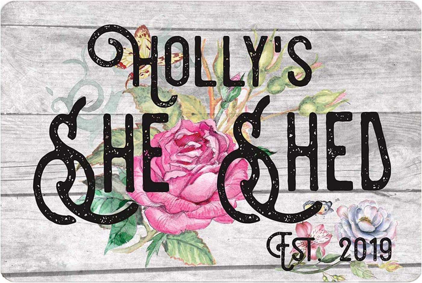 She Shed Personalized Durable Metal Sign Use Indoor/Outdoor Vintage Wood Sign Wall Decor for Woman Cave Moms Gift