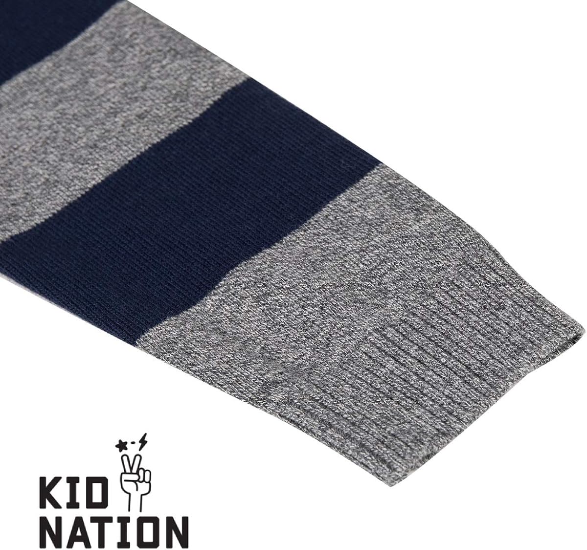 Kid Nation Boys Color Block Striped Pullover Sweater Crew Neck Long Sleeve Cotton Knit TOS for 4-12Y: Clothing