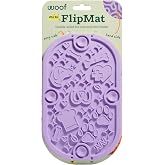 Woof FlipMat Mini, Dual-Sided Dog Lick Mat &amp; Slow Feeder, Lavender | Travel friendly, dual-sided design, BPA-free silicone, strong suction cups, built-in dosing rings