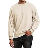 Thkzn Men's Crewneck Sweatshirts Oversized Waffle Knit Texture Patchwork Long Sleeve Casual Lightweight Pullover Shirt