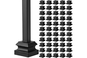 DUNZY 60 Pcs Iron Baluster Shoes Staircase Balusters Shoe with Screw for 1/2 Inch Square Scroll Basket Twist Knuckle Metal Stair Spindle Railing, Satin Black