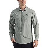 Pioneer Camp Men's Fishing Shirts Long Sleeve UPF50+ Sun Protection UV Button Down Shirts Quick Dry Cooling for Hiking Safari