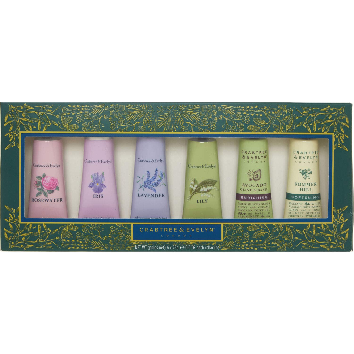 Crabtree & Evelyn Six Pack Floral Scented Hand Therapy Cream Gift Set (6 x 25ml)