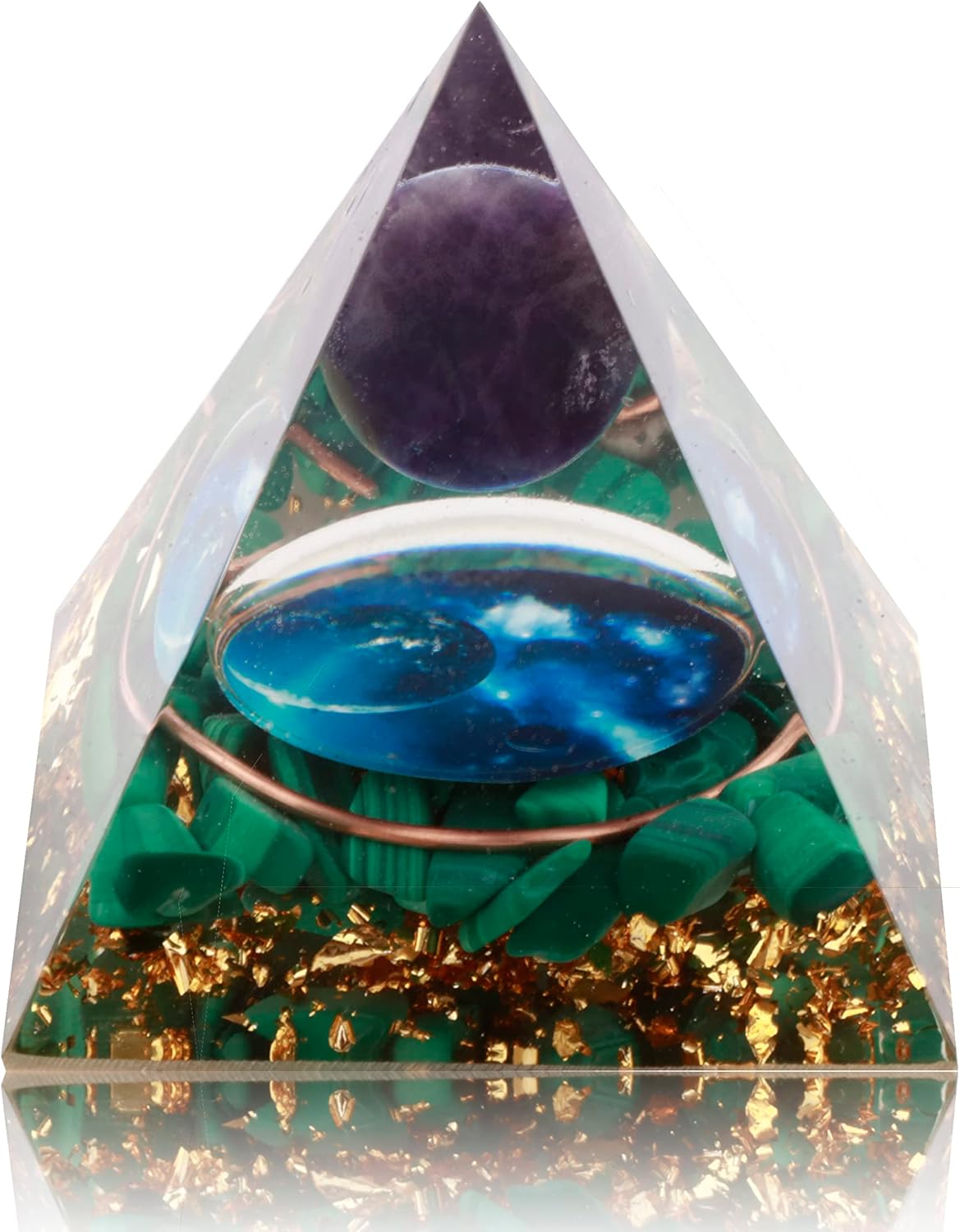 Mixed Media - Yogmudra Orgone Pyramid Postive Energy, Amethyst Chakra Orgonites Pyramid, Orgonite Pyramid for Success, Energy Generator Healing Crystal Pyramid (Planet)