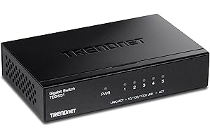 TRENDnet 5-Port Gigabit Desktop Switch, TEG-S51, 5 x Gigabit RJ-45 Ports, Ethernet Splitter, 10Gbps Switching Capacity, Fanless Design, Metal Enclosure, Lifetime Protection, Black