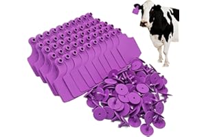 PAULOZYN 4.1” L×3.5”W Livestock Ear Tags Big Blank 100PCS Identification TPU Precision Tags for Cattle Cows Pigs Hog Goats Sheep Calf Animal (Purple)