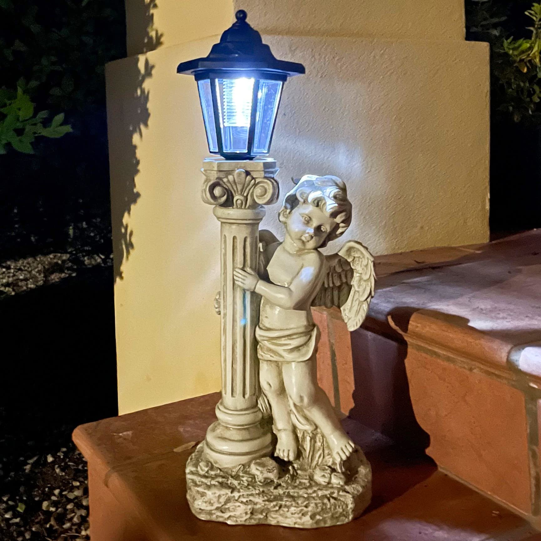 Photo 1 of Aloak Angel Statue with Solar Lights (Right) 19.7 Inch, Outdoor Solar Angel Garden Statue with Roma Pillar for Garden Lawn Deocr, Christian Religious Gift
