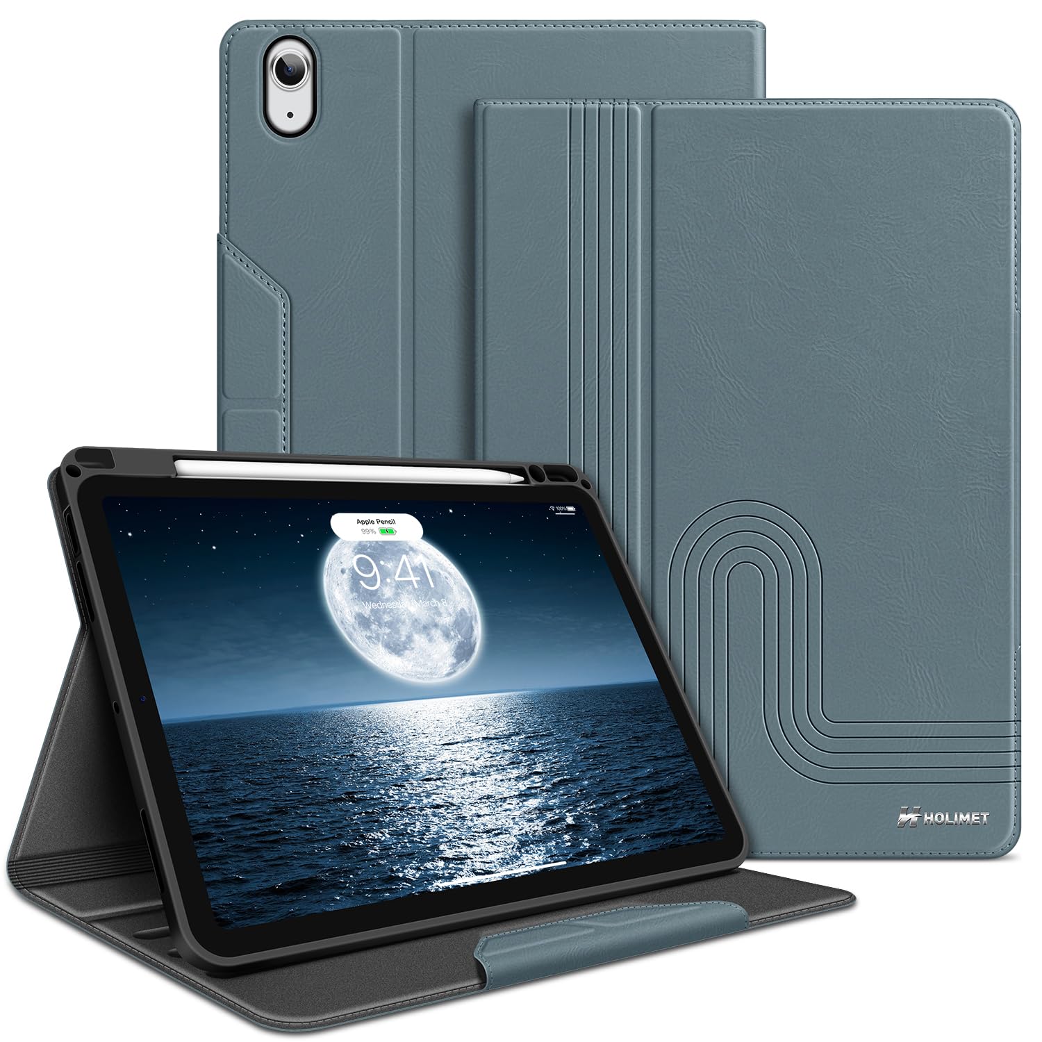 Photo 1 of H HOLIMET Case for iPad Air 11 inch M3/M2 (2025/2024)/iPad Air 5th Generation 2022/iPad Air 4th Generation 2020 10.9" with Pencil Holder Soft Back Shockproof Protective Cover Vegan Leather