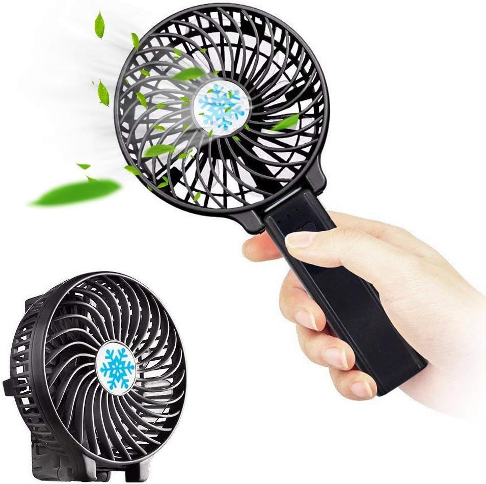 AfooBezos Portable Handheld Fan, Foldable Portable Desk Desktop Fan with USB Rechargeable Battery, Compact and Mini Size Electric Fan with 3 Speed for Office Room Outdoor Household Traveling