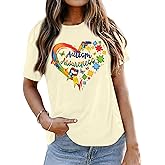Autism Awareness Shirt Women Autism Acceptance Shirts Mental Health Tees Casual Inspirational Short Sleeve Tee Tops