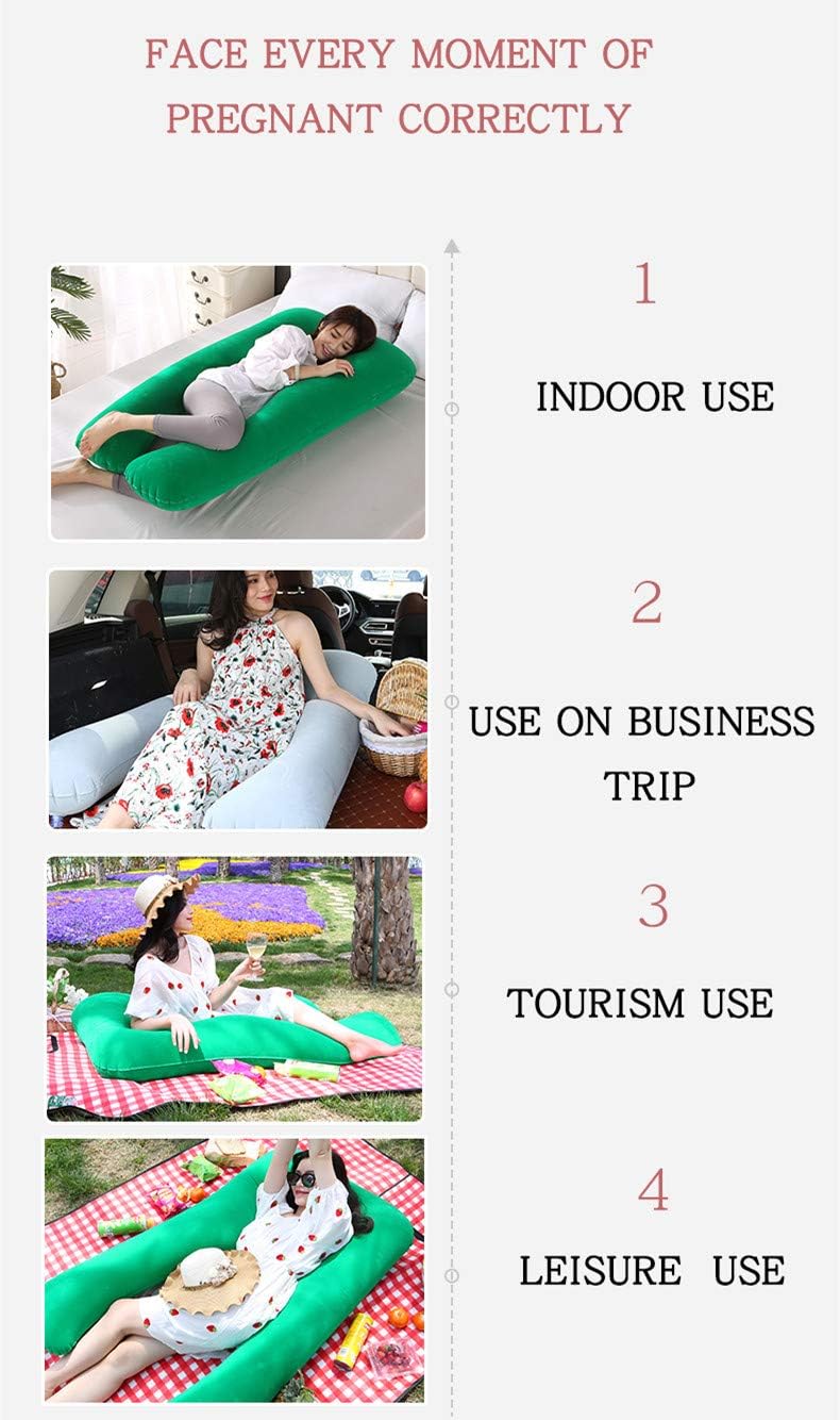Updated Large Inflatable Pillow Flocked Fabric Pregnancy Pillow Maternity Pillow Nursing Pillow Sleeping Pillow Body Pillow Travel Pillow Home Use & Outdoor Use 55'' US Stock (Canglan): Kitchen & Dining