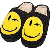 Smile Face Slippers for Women and Men, Retro Comfy Warm Soft Fuzzy Plush Slip-On House Shoes Funny Cute Happy Smile Home Winter Warmies Pillow Cloud Memory Foam Fluffy Slipper for Indoor & Outdoor