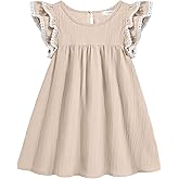Arshiner Girls Summer Dress Toddler Ruffle Sleeve Dresses Kids Swing Casual Beach Boho Sundress with Pockets for 1-7t