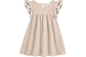 Arshiner Girls Summer Dress Toddler Ruffle Sleeve Dresses Kids Swing Casual Beach Boho Sundress with Pockets for 1-7t