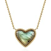 VACRONA Gold Heart Necklace for Women 14K Gold Plated Heart Pendant Necklace with Natural Stone Heart Charm Jewelry Valentine's Day Birthday Gifts for Her