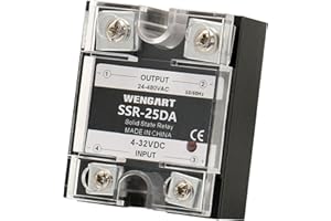 Wengart Solid State Relay Module SSR,25Amp Input DC4~32V Output AC24~480V Single Phase Plastic Cover,Various Control Methods are Available