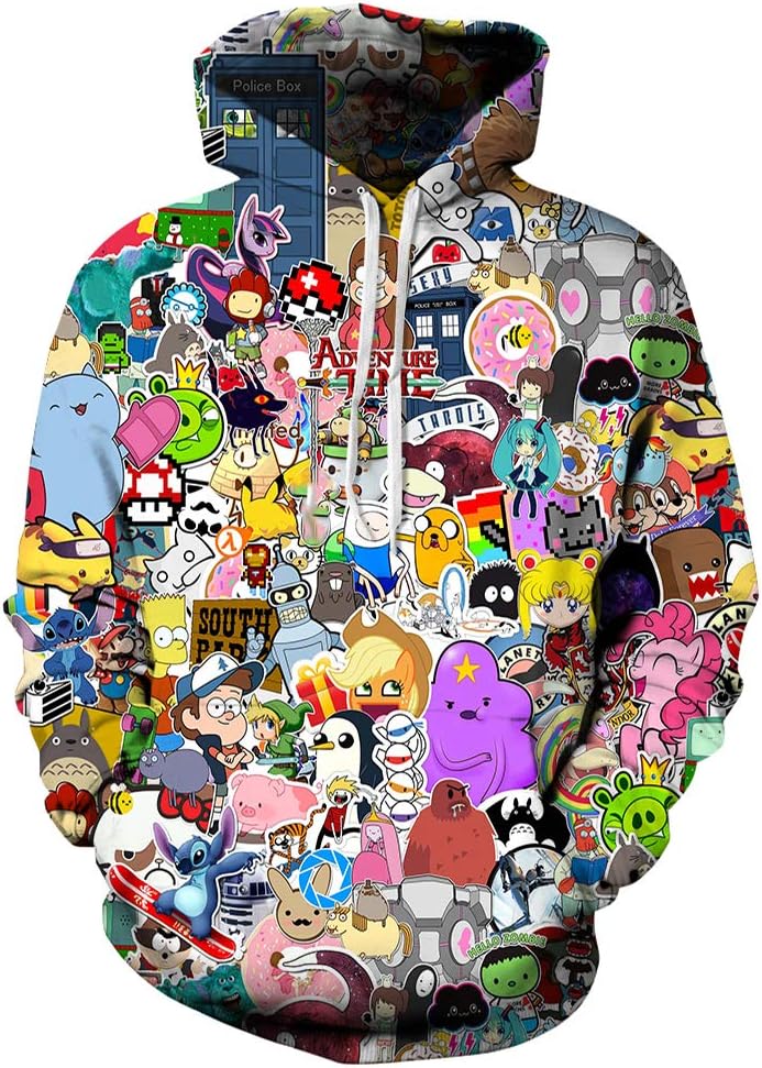 Men's Unisex Fashion 3D Digital Printed Pullover Hoodies