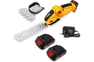 24V Hedge Trimmer Cordless & Grass Shear, Yeelan 2 in 1 Handheld Shrub Trimmer Electric Bush Trimmer, Portable Power Hedge Shears & Grass Cutter with 2 Pcs Rechargeable Batterys for Garden & Lawn