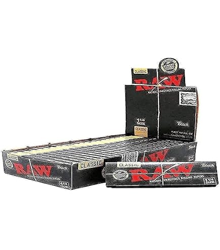 RAW Classic BLACK - 1 1/4 Size - 24 packs (1 Box