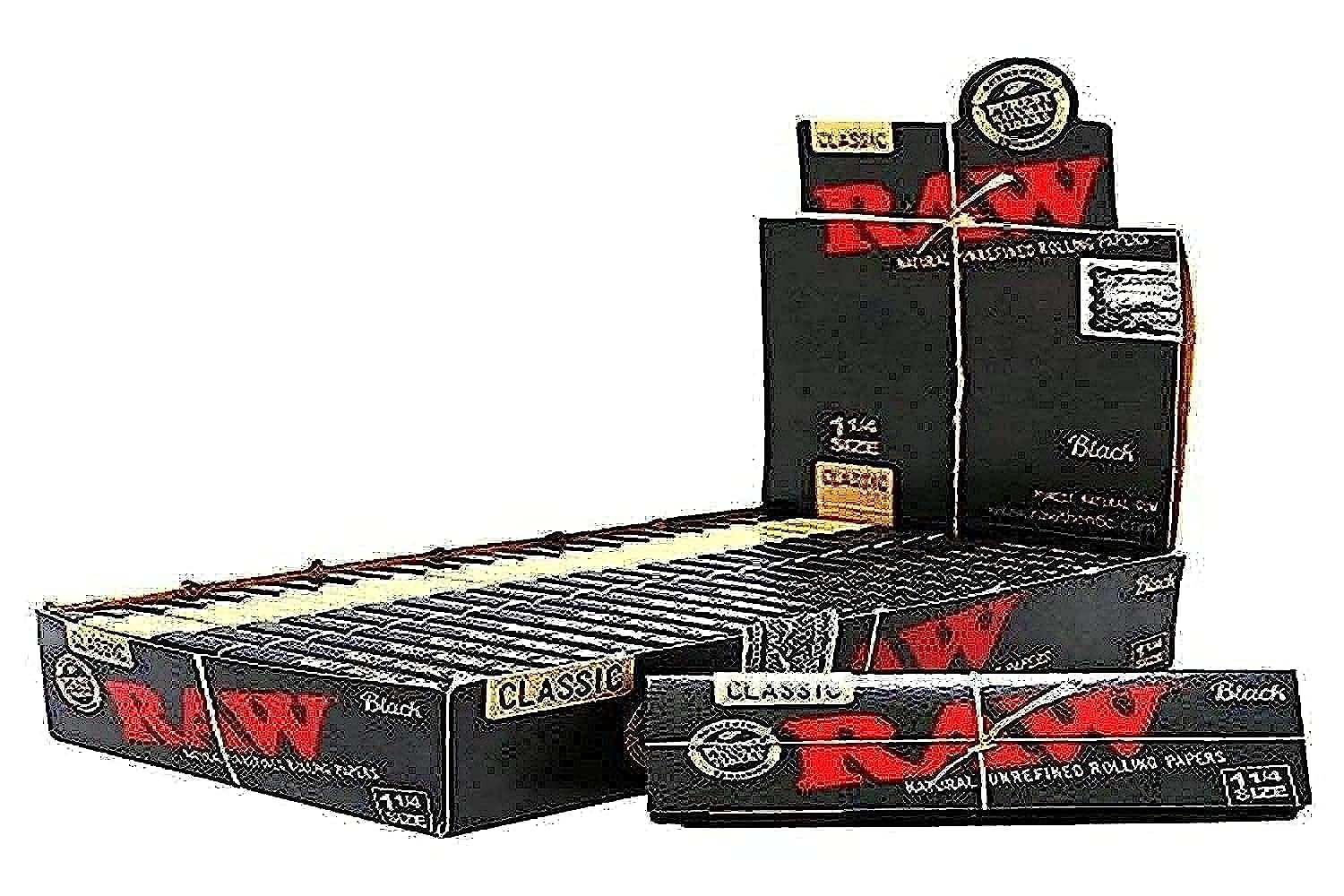Raw Classic 1 1/4 Size Natural Unrefined Ultra Thin 79Mm Rolling Papers (24 Packs) 1 1/4 79mm