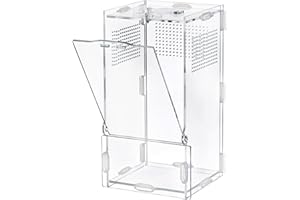 VERTUPET Jumping Spider Enclosure, 4''x4''x8'' Acrylic Arboreal Reptile Tank, Habitat Transparent Enclosure Breeding Box with Locking Vivarium Latch for Frog, Crickets, Snails