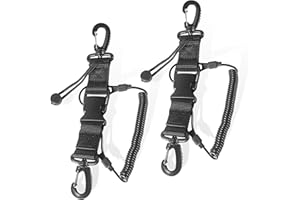 brougetme 2 Pack Scuba Diving Lanyard,Coiled Lanyard with Quick Release Buckle, Ideal for Dive Cameras and Lights, Great for Scuba Diving Adventures Secure Your Gear with Clip and Webbing Strap