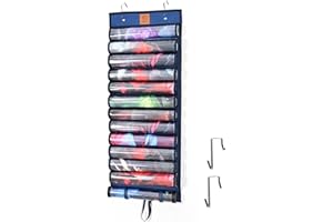 Kabinka Playmat Holder, Playmat Tube Storage Bag for MTG with 2 Hooks, Fits 12+1 Card Game Playmats with Transparent Plastic Slots, Portable Organizer Rack for TCG/RPG Mat (12 Tubes, Dark Blue)