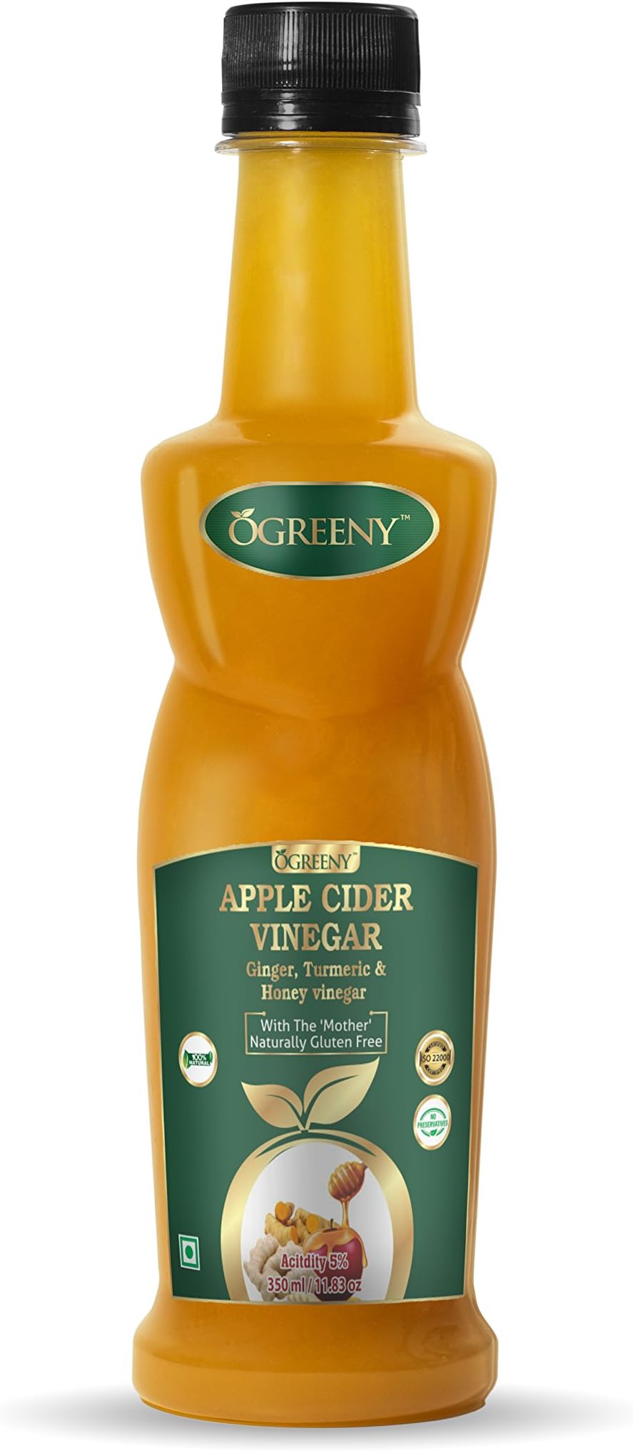 Ogreeny Raw Apple Cider Vinegar With Ginger,Turmuric And Honey -350 ml