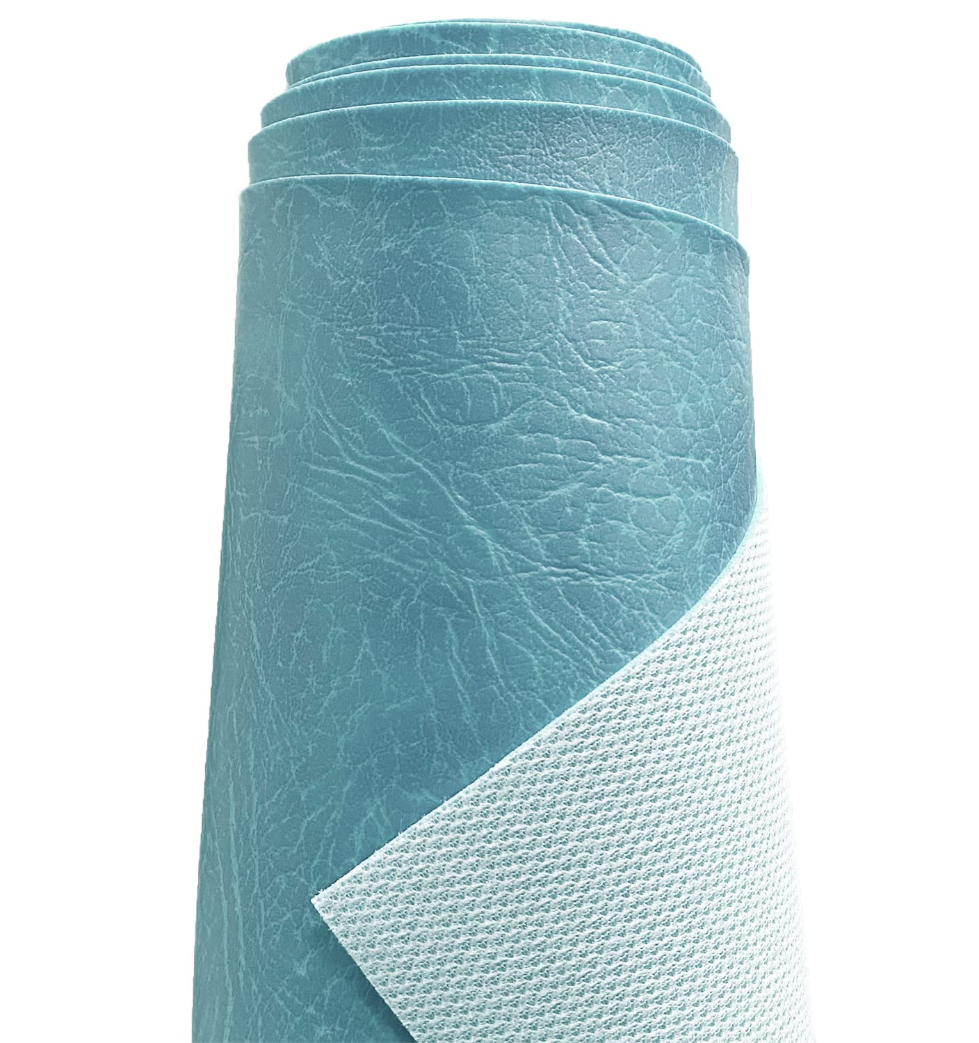 A-Express Heavy Thick Faux Leather Fabric Grained Leatherette Vinyl Leathercloth Automotive Home Decor Upholstery Material - Sky Blue Half Metre 50cm x 140cm — image 1