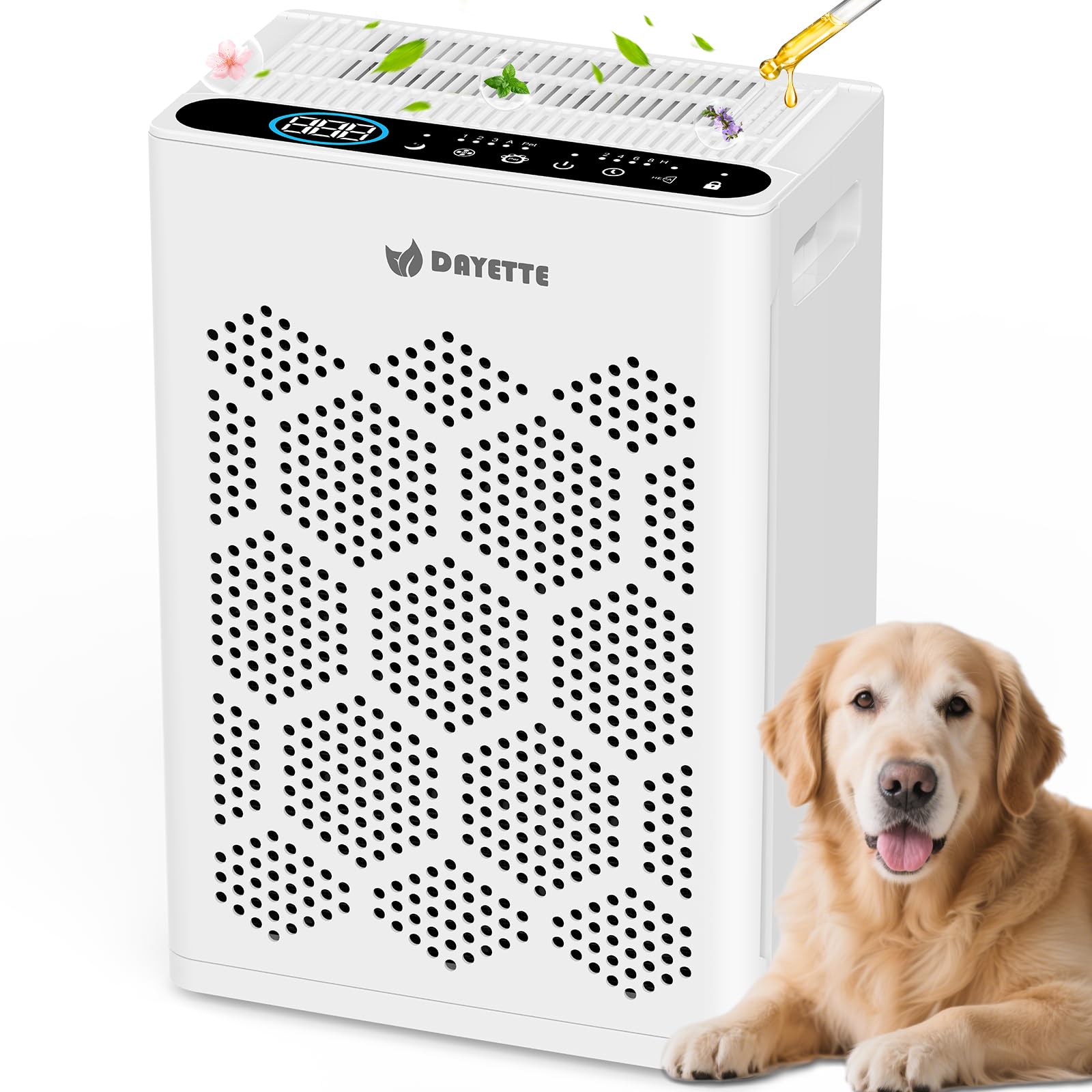 Air Purifiers for Home Large Room Up to 2400 Ft² with HEPA 14 Filter, DAYETTE Pet Air Purifier with Washable Prefilter for Bedroom with Fragrance, Air Cleaner for Smoke Dust Pollen Pets Hair Odor Image