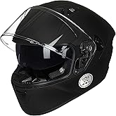 ILM Adults Motorcycle Helmets with Built in Bluetooth Dual Visor X9 (Matte Black,S)