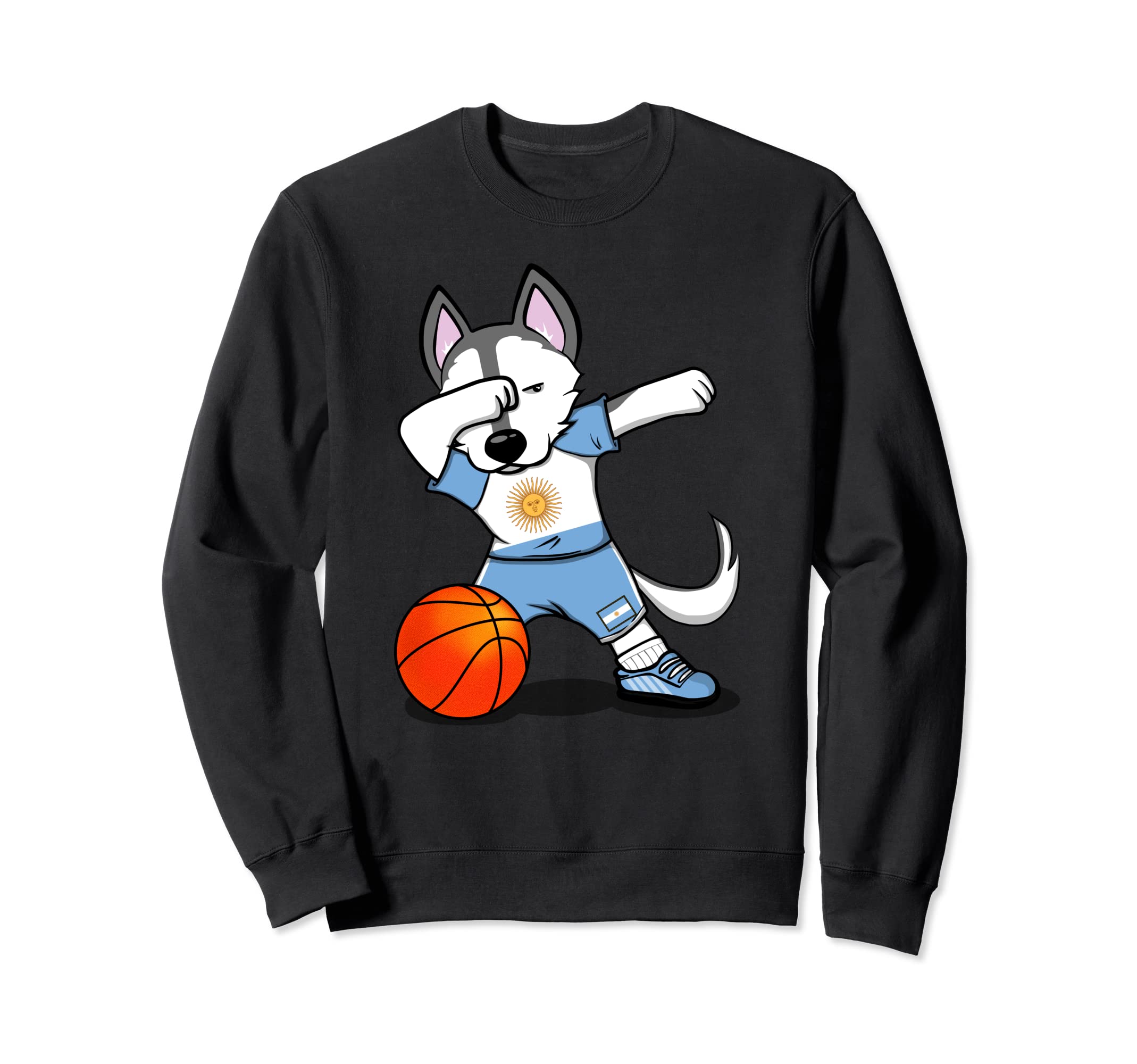 Funny Dabbing Husky Argentina Basketball Fans Jersey Flag Sweatshirt