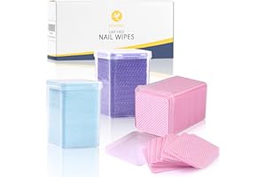 KINGMAS 600Pcs Lint Free Nail Wipes, Non-Woven Fabric Nail Polish Remover Cleaning Pads Lash Extensions Glue Cleaning Wipes Salon Supplies (Pink, Blue, Purple)