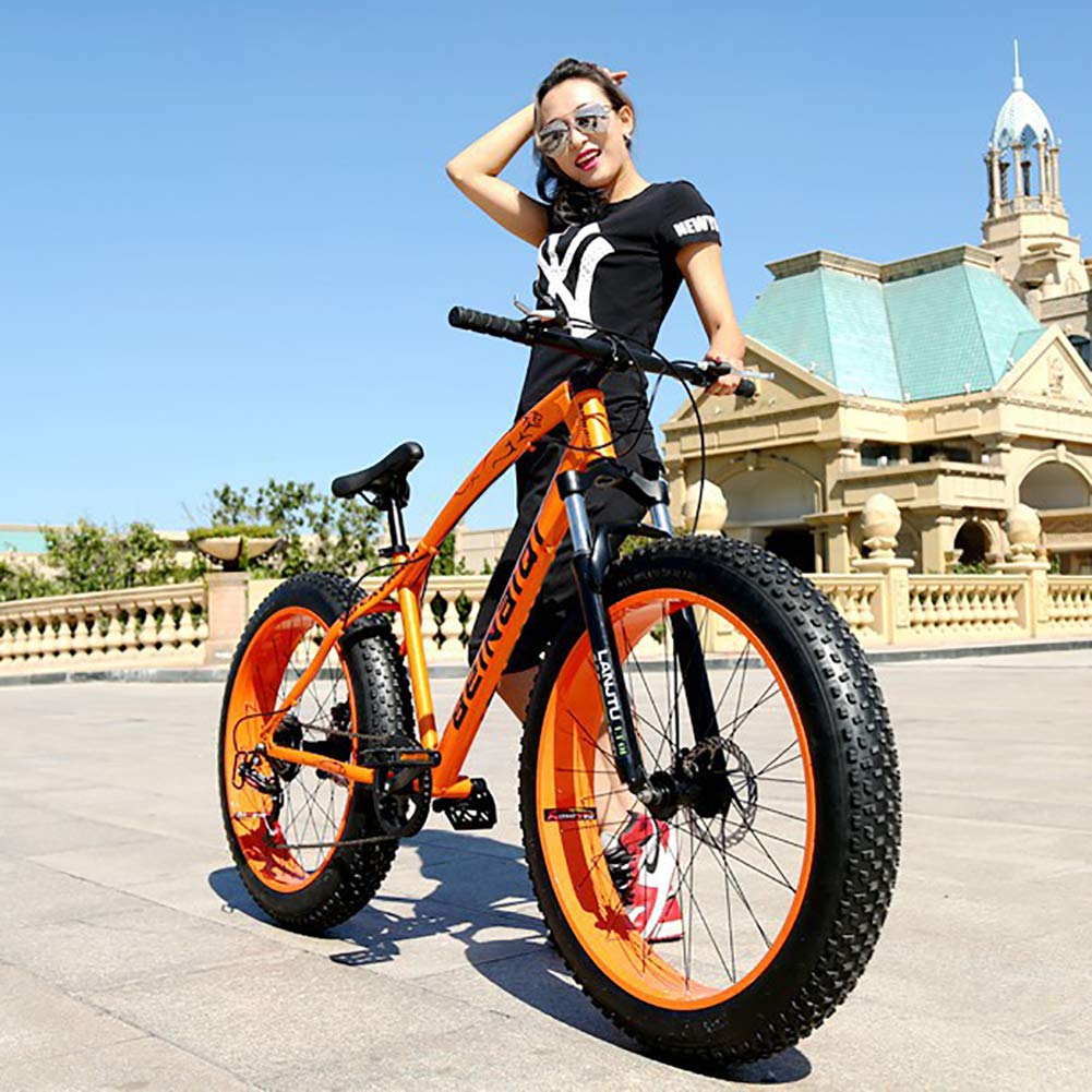 AURALLL Portable Mountain Fat Tire Bike Adult Student Mountain Bike Full Suspension MTB with 7 Speed Dual Disc Brakes 26 inch