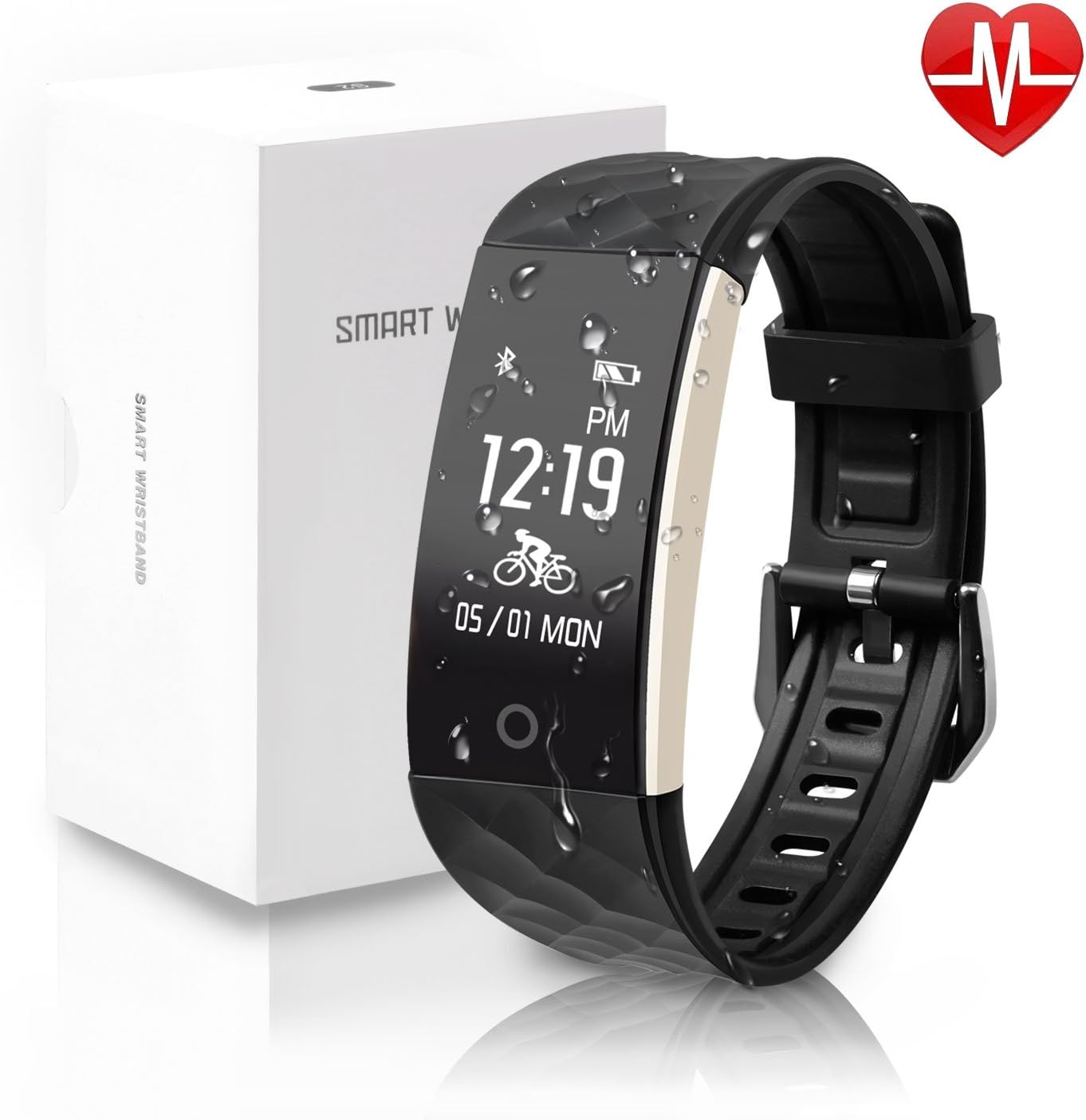 Fitness Armband mit Pulsmesser, Fitness tracker mit Herzfrequenz Smart