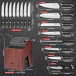 MAD SHARK Knife Set, 17 Pieces Kitchen Chef Knife