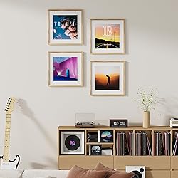 Venusmiles Vinyl Record Frame Natural Oak Wood 16 X