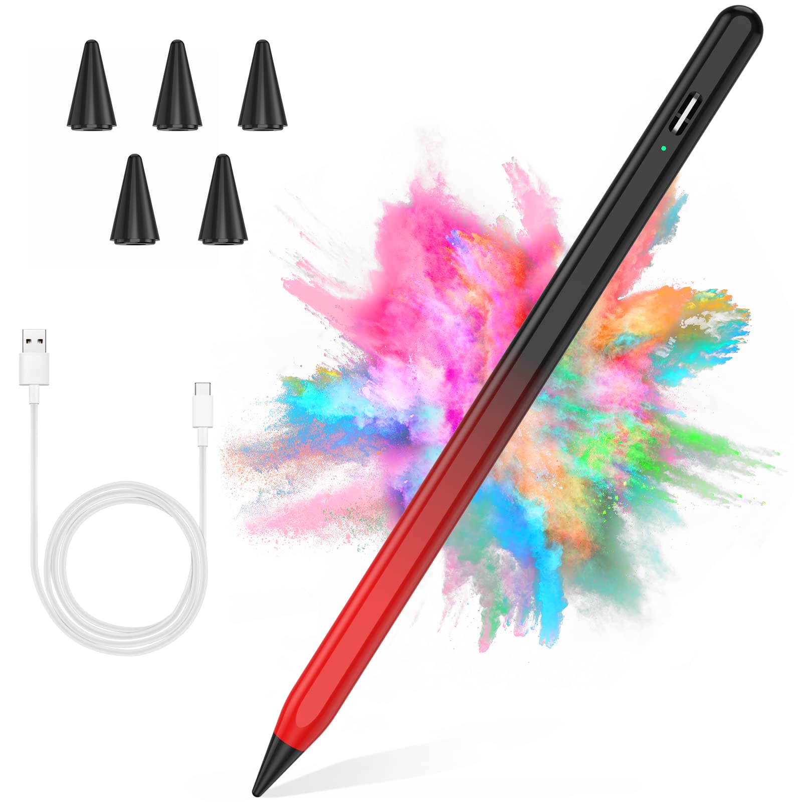 Photo 1 of Stylus Pen for iPad 2018-2023 with Palm Rejection, Active Pencil for iPad 10th/9th/8th/7th/6th Gen, for iPad Pro 11/12.9 inch, for iPad Air 5th/4th/3th Gen, for iPad mini 6th/5th Gen (Black and Red)