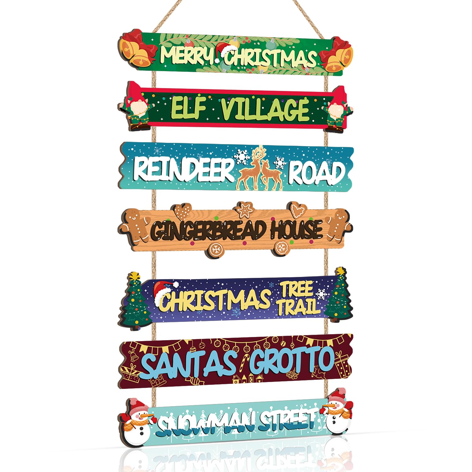 HPNIUB Merry Christmas Indoor Outdoor Decorations,Hanging Christmas Elk Sign,Xmas Door Decor,Xmas Winter Farmhouse Hanging Plaque for Porch Front Outdoor Home Decor