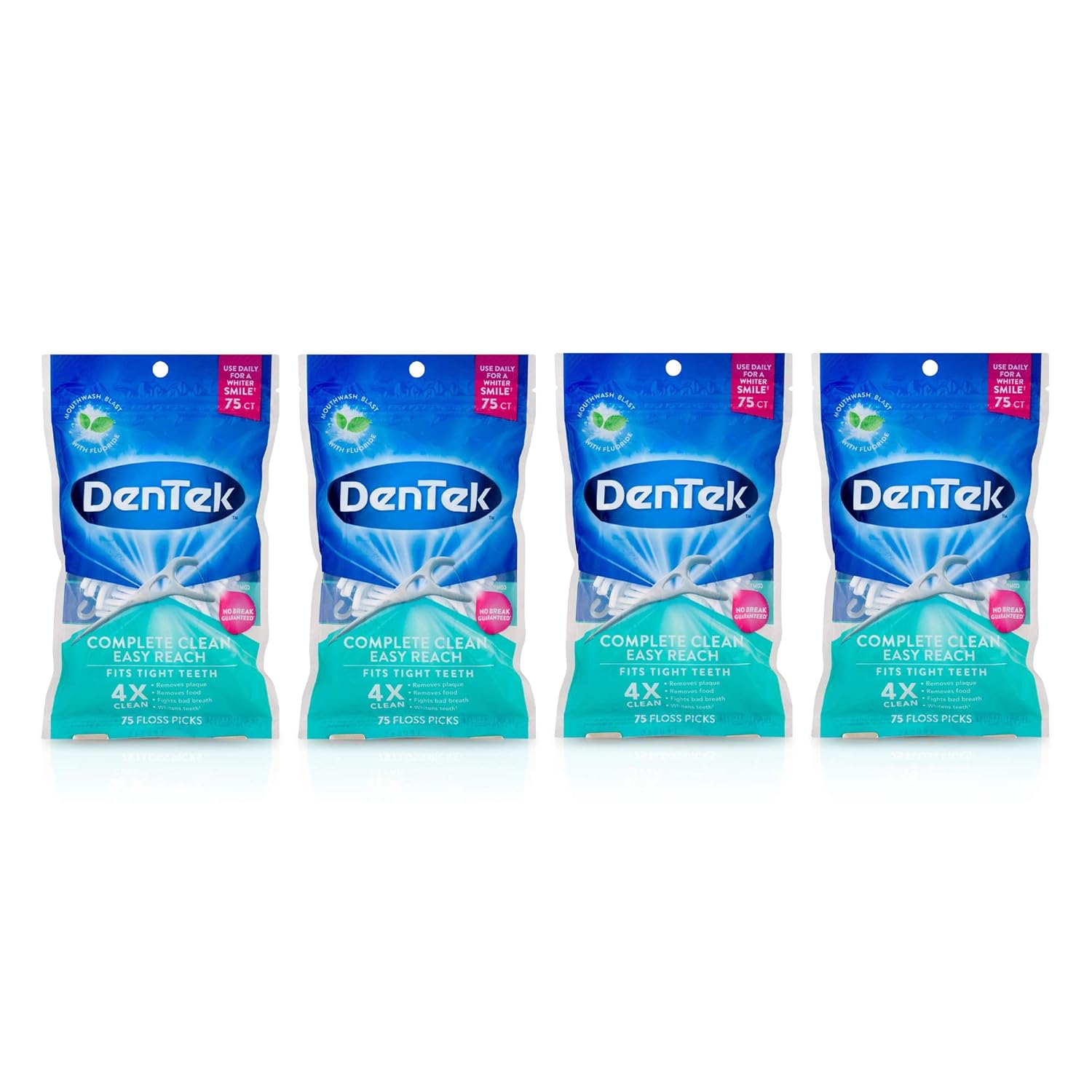 DenTek Complete Clean Fresh Mint Angled Floss Picks 75 ea (Pack of 4) : Beauty
