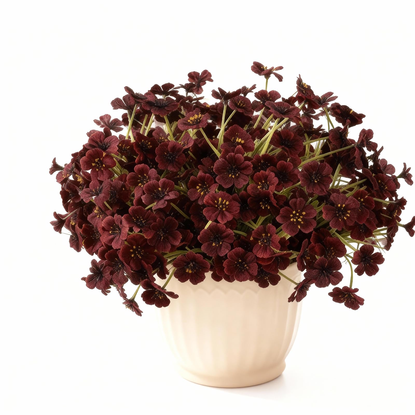 Photo 1 of 12 Bundles Artificial Mums,mums Artificial Flowers Uv Resistant Faux Plastic Mum Flowers for Front Door,Porch Patio Yard Decor(Brown)