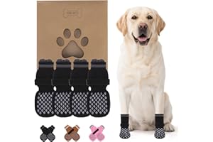 KOOLTAIL Anti Slip Dog Socks Booties to Prevent Licking Paws Scratching, Pet Boots&Paw Protector for Hardwood Floors, Dog Shoes for Winter, Traction Control Grip Socks for Small Medium Large Dogs M