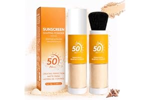 Mineral Powder Sunscreen for Face & Hair - SPF 50 Scalp Sunscreen with Brush On - Oil Control Setting Powder, 2PCS