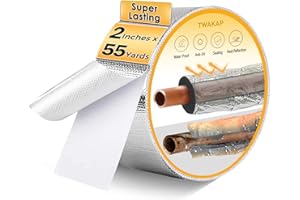 TWAKAP Super Age-Resistant AC Pipe Foam Insulation Tube Wrap Protect Foil Fiberglass Tape,More Weather-Resistant Shield for Pipe Insulation Foam Tube, Reflect 95% Thermal for Window AC Unit,HVAC Duct