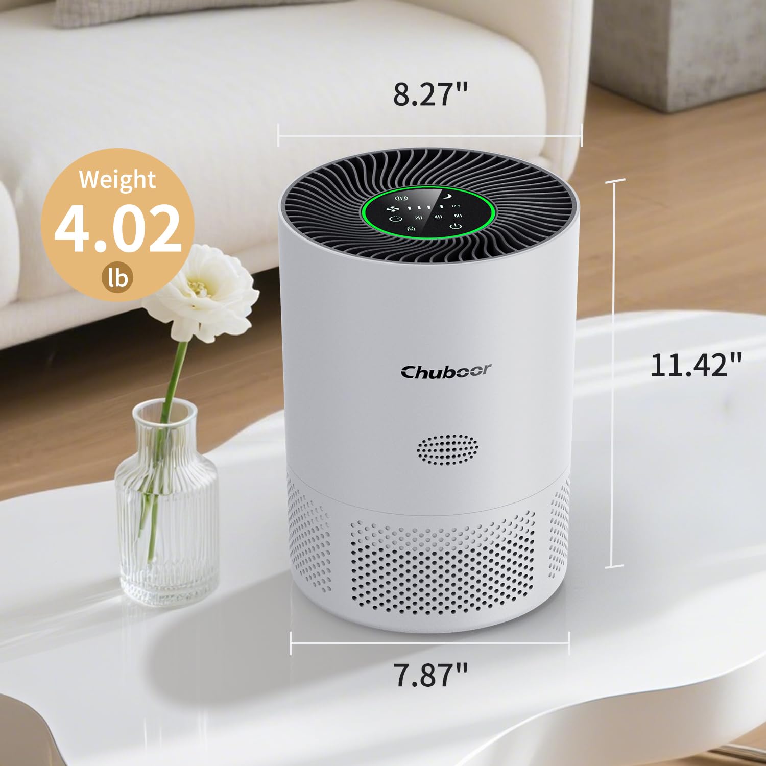 Chuboor Air Purifiers for Home Large Rooms up to 1200ft², H13 True HEPA Air Purifiers for Bedroom Dorm Room Pets with Timer, Air Purifier Cleaner for Dust,Smoke,Odor,Dander,Pollen, Wildfire Smoke