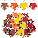 40pcs Fall Maple Leaf Charms Alloy Autumn Harvest Leaves Dangle Pendants for DIY Necklace Bracelet Jewelry Making Thanksgiving Home Decoration, 4 Colors, 23.8 mm x 19 mm